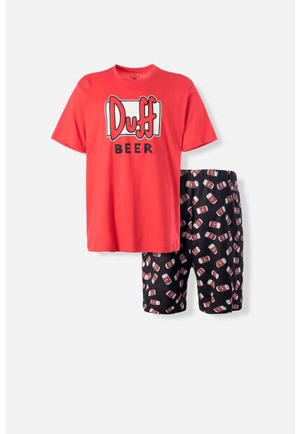 Pijama De Los Simpson De Pantalón Corto Rojo Y Negro Para Hombre XS