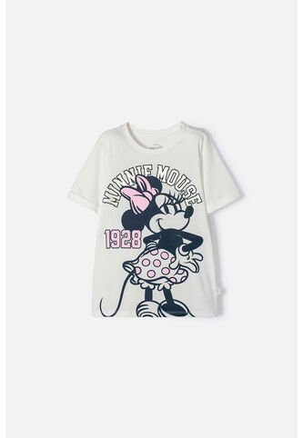 Camiseta De Minnie Mouse Marfil Manga Corta Para Niña 8 Disney