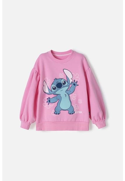 Buzo De Lilo Y Stitch Rosado De Cuello Redondo Para Niña 6