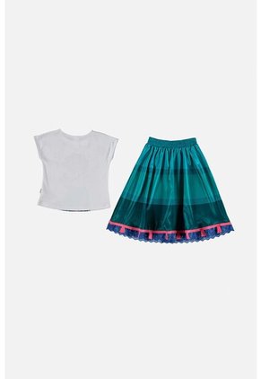 Conjunto De Encanto De Falda Blanco Y Verde Para Niña 2T A 5T 4T