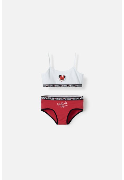 Conjunto De Top Y Panty De Minnie Mouse Blanco Y Rojo Para Niña 4