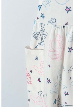 Vestido De Stitch Marfil Manga Corta Para Niña 2T A 5T 3T