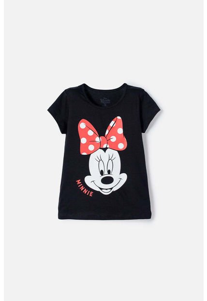 Camiseta De Minnie Mouse Manga Corta Negro De Niña 4