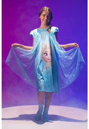 Pijama De Frozen Azul Manga Sisa Con Bolero Para Niña 4