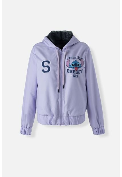 Chaqueta De Stitch Lila Con Cierre Para Mujer S