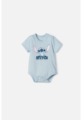Body De Lilo Y Stitch Azul Con Ajuste En Entrepierna Para Bebé Niña 12-18 Disney