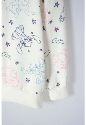 Buzo De Stitch Marfil Con Capucha Para Niña 2T A 5T 2T