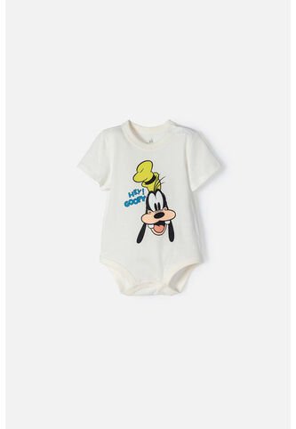 Body De Goofy Marfil Con Ajuste En Entrepierna Para Bebé Niño 18-24 Disney