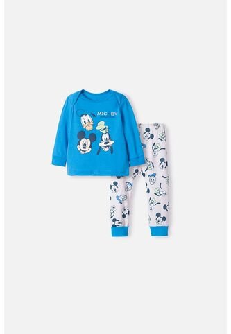 Pijama De Mickey Mouse Azul Manga Larga Para Bebé Niño 3-6 Disney