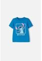 Camiseta De Stitch Manga Corta Azul Para Niña 2T A 5T 4T de Disney