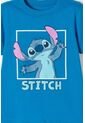 Camiseta De Stitch Manga Corta Azul Para Niña 2T A 5T 4T de Disney
