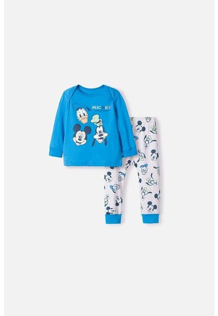 Pijama De Mickey Mouse Azul Manga Larga Para Bebé Niño 12-18