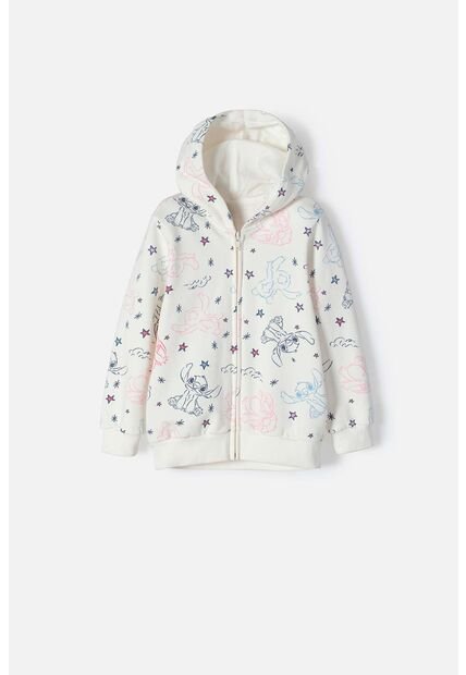 Buzo De Stitch Marfil Con Capucha Para Niña 2T A 5T 5T