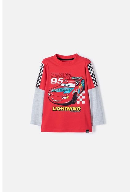Camiseta Cars Manga Larga Multicolor Para Niño 2T A 5T 3T