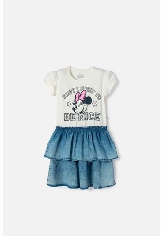 Vestido De Minnie Mouse Marfil De Falda Con Boleros Para Niña 4 Disney