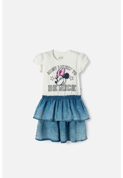 Vestido De Minnie Mouse Marfil De Falda Con Boleros Para Niña 4