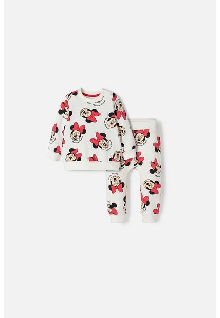 Conjunto Minnie Mouse Con Pantalón Largo Marfil Para Bebé Niña 9-12