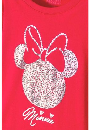 Camiseta De Minnie Mouse Manga Corta Roja Para Niña 6