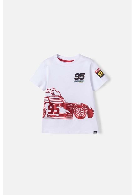 Camiseta De Cars Manga Corta Blanca Para Niño 2T A 5T 4T