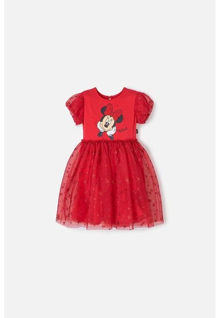 Vestido De Minnie Mouse Rojo Estampado En Frente Para Niña 2T A 5T 5T