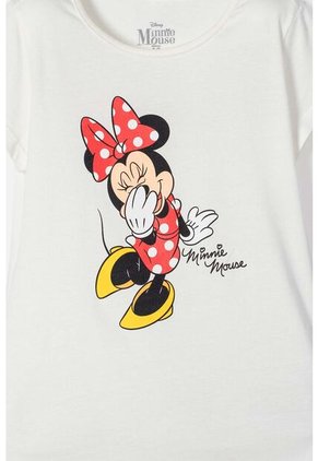Camiseta De Minnie Mouse Manga Corta Marfil Para Niña 8