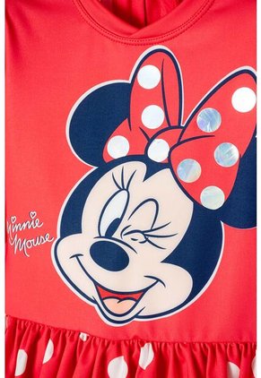 Vestido De Baño De Minnie Mouse Rojo Manga Larga Para Niña 2T A 5T 5T
