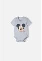 Body De Mickey Mouse Gris Jaspe Estampado En Frente Para Bebé Niño 9-12 de Disney