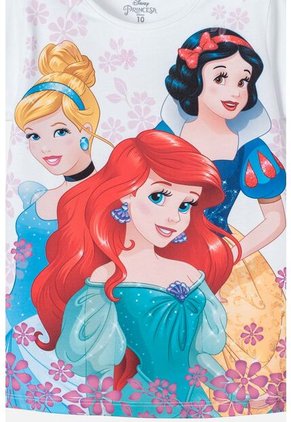 Camiseta De Princesas Manga Corta Blanca Para Niña 12