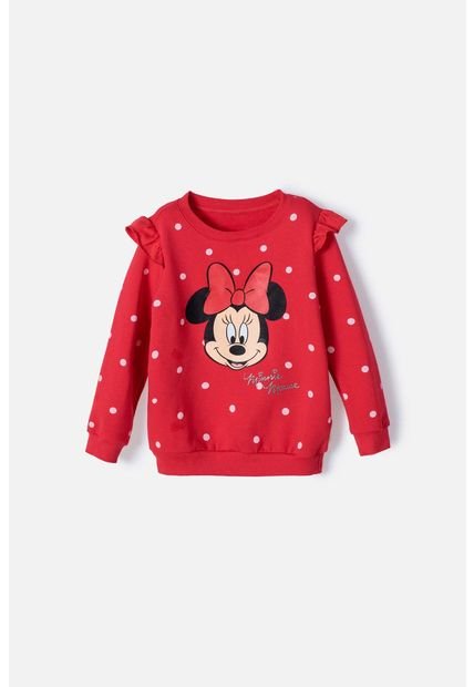 Buzo De Minnie Mouse Rojo Estampado En Frente Para Niña 2T A 5T 3T