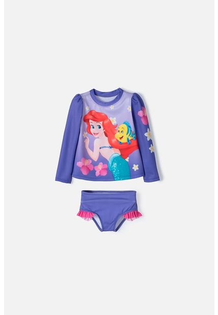Conjunto De Baño De La Sirenita Manga Larga Morado  Para Niña 2T A 5T 5T