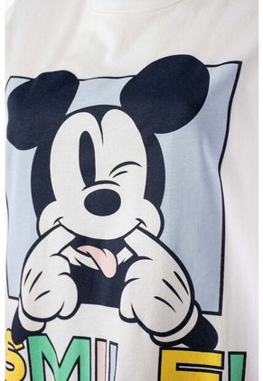 Pijama De Mickey Mouse Marfil Y Multicolor De Pantalón Corto Para Mujer XS