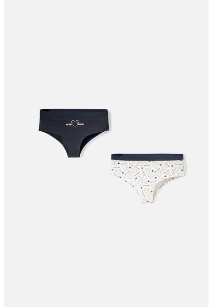 Pack X2 Panties De Mickey Mouse Negro Y Blanco Para Mujer L