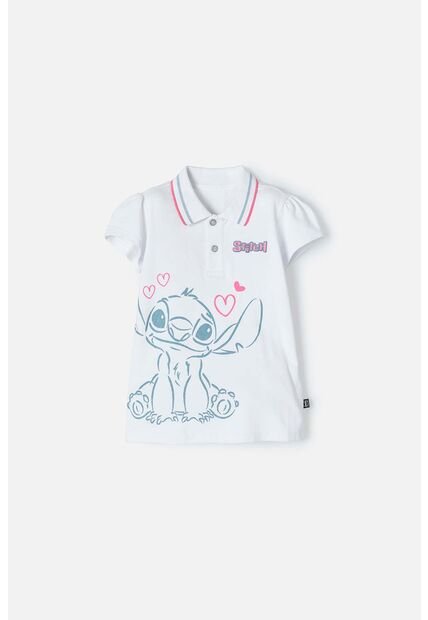 Camiseta Tipo Polo De Stitch Blanca Tipo Polo Para Niña 6