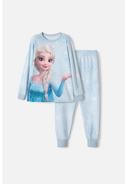Pijama De Frozen Pantalón Largo Azul Cielo Para Niña 10