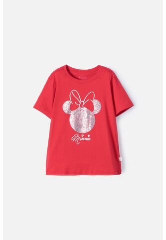 Camiseta De Minnie Mouse Manga Corta Roja Para Niña 10 Disney