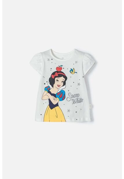 Camiseta De Blancanieves Marfil Estampada En Frente Para Niña 2T A 5T 4T