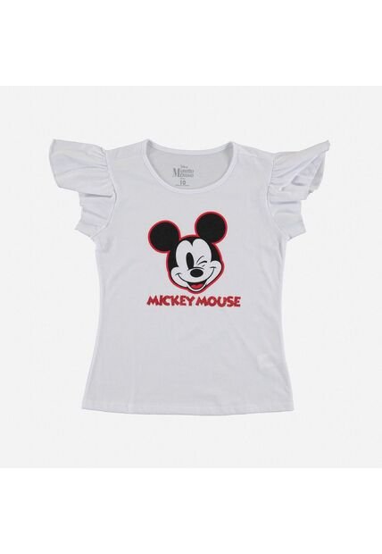 Camiseta De Mickey Mouse Manga Corta Blanca Para Niña 10