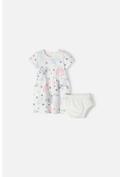Vestido De Stitch Marfil Estampado Para Bebé Niña 3-6