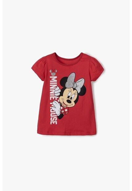 Camiseta De Minnie Mouse Roja Manga Corta Para Niña 2T A 5T 5T