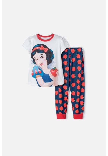 Pijama De Blancanieves Blanca Y Azul De Pantalón Largo Para Niña 2T A 5T 3T