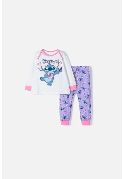 Pijama De Stitch Multicolor De Pantalón Para Bebé Niña 3-6
