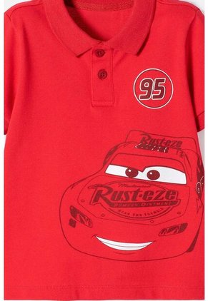 Camiseta Tipo Polo De Cars Rojo Para Niño 2T A 5T 5T