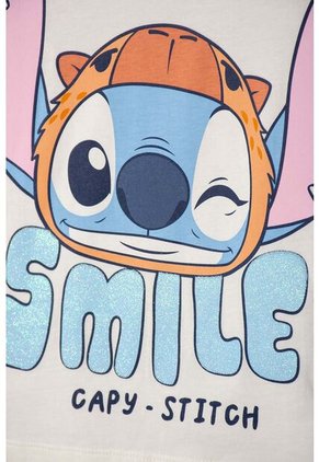 Camiseta De Stitch Y Capybara Manga Corta Marfil Para Niña 8