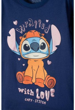 Camiseta De Stitch Y Capybara Manga Larga Azul Para Niña 10