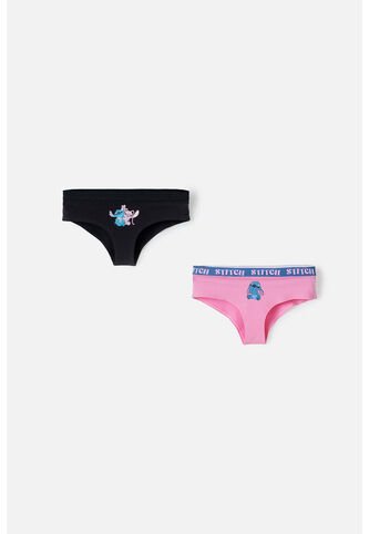 Pack X2 Panties De Stitch Negro Y Rosado Para Mujer S Disney