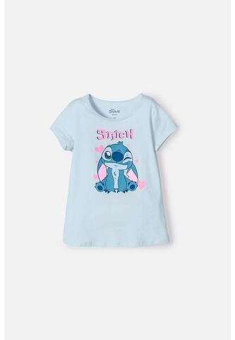 Camiseta De Stitch Manga Corta Azul Para Niña 8 Disney