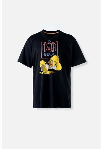 Camiseta De Los Simpson Negra Manga Corta Para Hombre L Disney