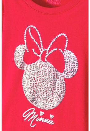 Camiseta De Minnie Mouse Manga Corta Roja Para Niña 12