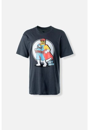 Camiseta De Los Simpson Manga Corta Gris Para Hombre S