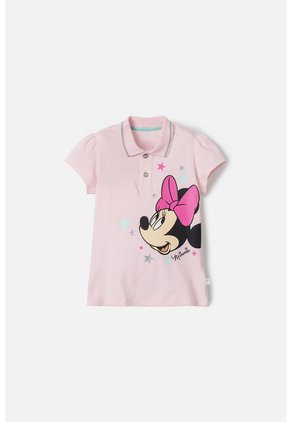 Camiseta De Minnie Mouse Rosada Tipo Polo Para Niña 10